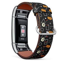 Load image into Gallery viewer, Replacement Leather Strap Printing Wristbands Compatible with Fitbit Charge 2 - Halloween Ghost Pumpkin and Geometric Pattern

