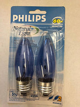Load image into Gallery viewer, 12 Pieces (6 x 2 Pack) Philips 141283 BC60B13/NTL Blunt Tip Natural Blue 120V 60W Medium Base B13 2000 Hours Lamps
