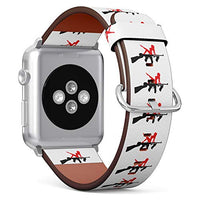 S-Type iWatch Leather Strap Printing Wristbands for Apple Watch 4/3/2/1 Sport Series (42mm) - Submachine Gun with Girl Silhouette icon