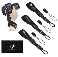 Wrist Straps for DSLR and Compact Cameras - 3 Pack - Extra Strong and Durable - Comfortable Neoprene Bracelet - Adjustable Fit - Quick Release Clip - Extra Tethers and Cleaning Cloth Included