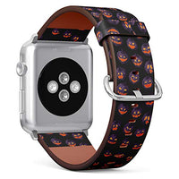 S-Type iWatch Leather Strap Printing Wristbands for Apple Watch 4/3/2/1 Sport Series (42mm) - Halloween Pumpkin Pattern