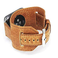 Cuff Bracelet Watch Band Retro Crazy Horse Leather Wristband Accessory Strap Compatible with 45mm 44mm 42mm Apple Watch SE/Series 7/6/5/4/3/2/1(Brown)