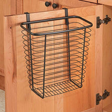 Load image into Gallery viewer, iDesign Axis Steel Over the Cabinet Storage Basket Organizer Waste Basket, for Aluminum Foil, Sandwich Bags, Cleaning Supplies, Garbage Bags, Bath Supplies, Bronze
