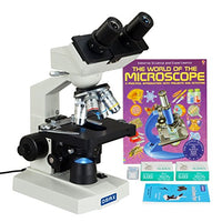 OMAX 40X-2500X Lab Binocular Compound LED Microscope+Blank Slides+Covers+Lens Paper+Book