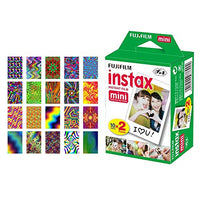 Fujifilm instax Mini Instant Film (20 Exposures) + 20 Sticker Frames for Fuji Instax Prints Psychedelic Package