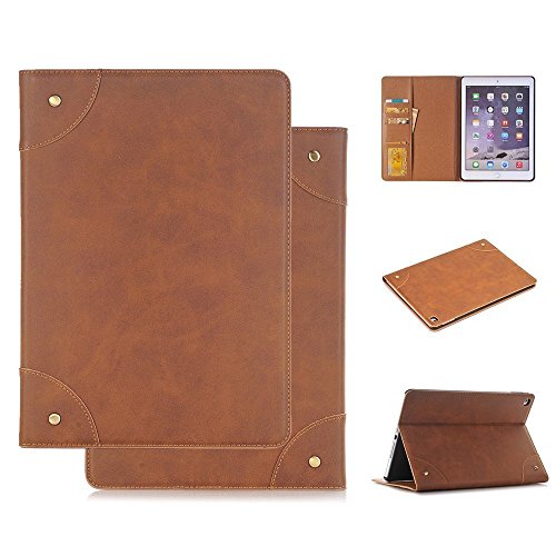 9.7 inch iPad 2 Case Cover,Leather Slim Fit Folio Stand Magnetic Case with Cards Holders&Auto Sleep/Wake,Protective Smart Cover for Apple iPad 2/3/4 (Light Brown)