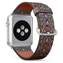 Load image into Gallery viewer, S-Type iWatch Leather Strap Printing Wristbands for Apple Watch 4/3/2/1 Sport Series (42mm) - Vintage Flowers Seamless Pattern on Navy Background
