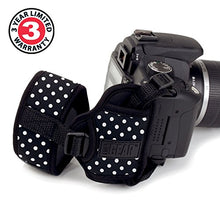 Load image into Gallery viewer, USA GEAR Professional Camera Grip Hand Strap with Polka Dot Neoprene Design and Metal Plate - Compatible with Canon , Fujifilm , Nikon , Sony and more DSLR , Mirrorless , Point &amp; Shoot Cameras
