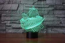 Load image into Gallery viewer, 3D Ship Night Light Illusion Lamp 7 Color Change LED Touch USB Table Gift Kids Toys Decor Decorations Christmas Valentines Gift

