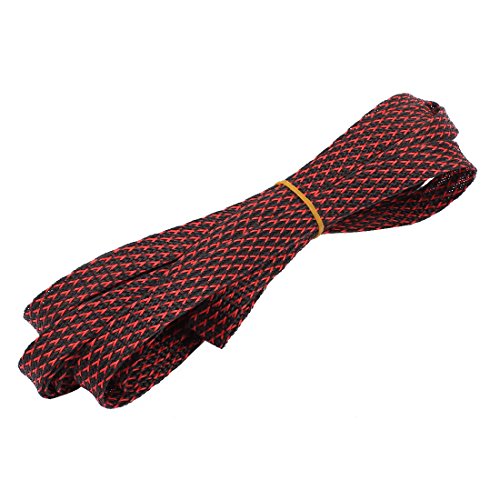 Aexit 18mm PET Tube Fittings Cable Wire Wrap Expandable Braided Sleeving Black Red Microbore Tubing Connectors 5M Length