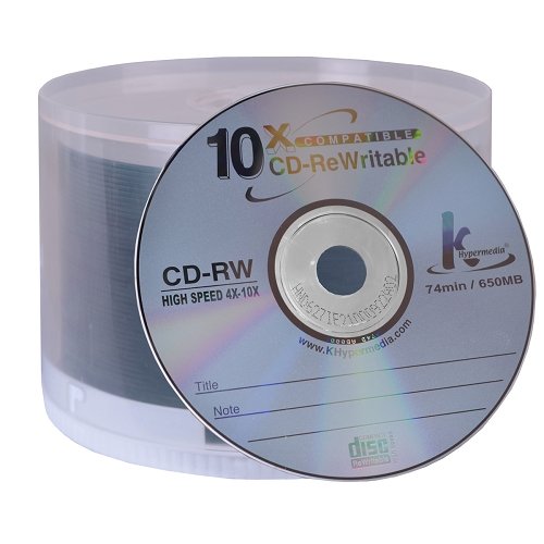 KHypermedia 4x-10x 650MB 74-Minute CD-RW Media 50-Piece Spindle