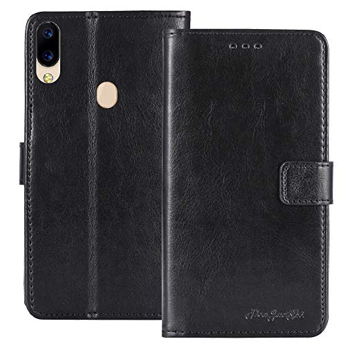 TienJueShi Black Book Stand Premium Retro Business Flip Leather Protector Case Cover Original TPU Silicone Etui Wallet for UMIDIGI A3 Pro 5.7 inch