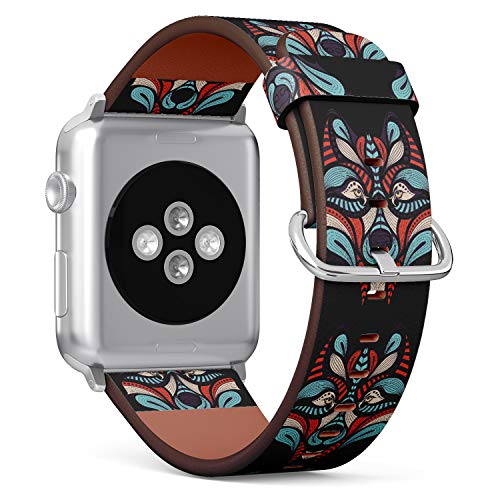 (Patterned Colored Head of Native American Indian Wolf) Patterned Leather Wristband Strap for Fitbit Ionic,The Replacement of Fitbit Ionic smartwatch Bands