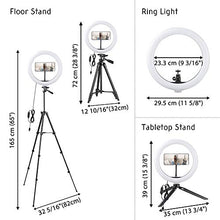 Load image into Gallery viewer, AW 12inch LED Ring Light Buckle Tripod 4 Kinds of Transform Stand 5800K Dimmable with 2 Phone Holder Remote Control for Selfie Tiktok Livesteam Makeup Portrait
