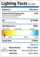 Load image into Gallery viewer, 11 Watt 6&quot; Inch Rotatable 950 Lumens Maxxima Led Retrofit Downlight Gimbal Warm White 2700k Dimmable
