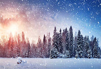Laeacco Dreamlike Snowy Forest Backdrop 10x8ft Vinyl Twilight Frosty Pine Trees Undefiled Snowfield Flying Snowflakes Photography Background Winter Snowscape Backdrop Kids Baby Shoot Indoor Decors