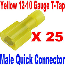 Load image into Gallery viewer, (25) Male Quick Wire Connector Yellow 12-10 Gauge T-Tap Fast Free USA Shipping
