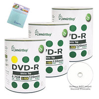 Smartbuy 300-disc 4.7GB/120min 16x DVD-R White Top Blank Media Record Disc + Free Micro Fiber Cloth
