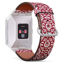 Load image into Gallery viewer, (Baroque Damask Pattern Red and White Ornament) Patterned Leather Wristband Strap for Fitbit Ionic,The Replacement of Fitbit Ionic smartwatch Bands
