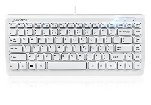 Perixx Periboard-407 Wired USB Mini Keyboard, Small Travel Portable Chiclet Key Keyboard with 11 Hot Keys, Piano White, US Layout