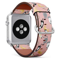 Compatible with Small Apple Watch 38mm, 40mm, 41mm (All Series) Leather Watch Wrist Band Strap Bracelet with Adapters (Cute Cartoon Cats)