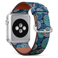 S-Type iWatch Leather Strap Printing Wristbands for Apple Watch 4/3/2/1 Sport Series (38mm) - Multicolor Pattern with Oriental Mandalas