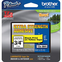Load image into Gallery viewer, Brother Genuine P-touch TZE-S641 Tape, 3/4&quot; (0.7&quot;) Wide Extra-Strength Adhesive Laminated Tape, Black on Yellow, Laminated for Indoor or Outdoor Use, Water-Resistant,0.7&quot; x 26.2&#39; (18mm x 8M), TZES641
