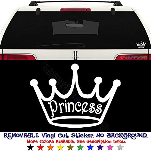 GottaLoveStickerz Princess Crown Girl Removable Vinyl Decal Sticker for Laptop Tablet Helmet Windows Wall Decor Car Truck Motorcycle - Size (20 Inch / 50 cm Wide) - Color (Matte Pink)
