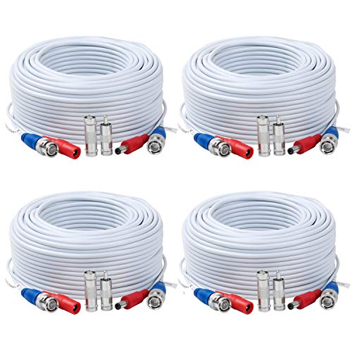 Tainston 4 Pack 200 Feet BNC Video Power Cable,BNC Extension Wire Pre-Made All-in-One Video Security Camera Wire with Connectors for CCTV Camera DVR Surveillance System