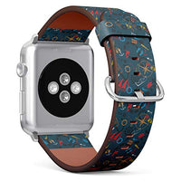 S-Type iWatch Leather Strap Printing Wristbands for Apple Watch 4/3/2/1 Sport Series (38mm) - Nautical Anchor, Sailboat and Compass Pattern