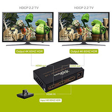 Load image into Gallery viewer, XOLORspace 1x2 HDMI Splitter 4K 60HZ YCbCr 4:4:4 8 bit HDR Pass Through Auto Scaling Output to 4K 60hz and 1080p simultaneously no Need Dip Switch
