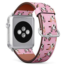 Load image into Gallery viewer, Compatible with Small Apple Watch 38mm, 40mm, 41mm (All Series) Leather Watch Wrist Band Strap Bracelet with Adapters (French Bulldogs)
