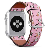 Compatible with Small Apple Watch 38mm, 40mm, 41mm (All Series) Leather Watch Wrist Band Strap Bracelet with Adapters (French Bulldogs)