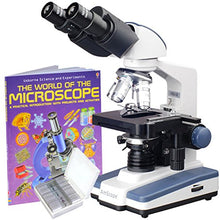 Load image into Gallery viewer, 40X-2500X LED Lab Binocular Compound Microscope + Book + 25 Prepared Slides
