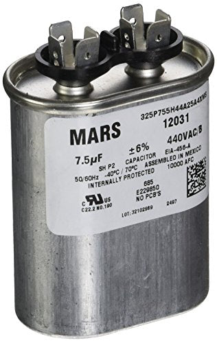 MARS - Motors & Armatures 12031 7.5 Micro-Farad Single Section Run Capacitor, Oval