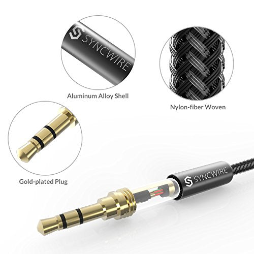 Syncwire 3.5mm Nylon Braided Aux Cable (3.3ft/1m,Hi-Fi Sound), Audio  Auxiliary Input Adapter Male to Male Cord for Headphones, Car, Home  Stereos