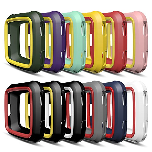 AWINNER Colorful Case for Fitbit Versa,Shock-Proof and Shatter-Resistant Protective Silicone Case for Fitbit Versa Smartwatch (12-Colour)