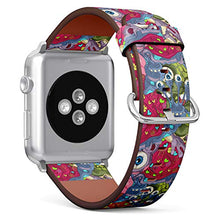 Load image into Gallery viewer, S-Type iWatch Leather Strap Printing Wristbands for Apple Watch 4/3/2/1 Sport Series (38mm) - Funny Monster Pattern
