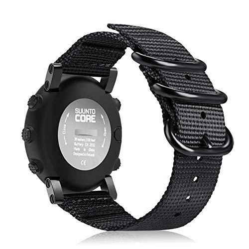 Fintie Watch Band Compatible with Suunto Core, Premium Woven Nylon Replacement Sport Strap with Metal Buckle Compatible with Suunto Core Smart Watch, Black