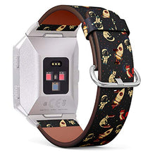 Load image into Gallery viewer, (Cute Doodle Boys, Rockets, Foxes and Cats Floating in Space) Patterned Leather Wristband Strap for Fitbit Ionic,The Replacement of Fitbit Ionic smartwatch Bands
