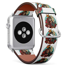 Load image into Gallery viewer, S-Type iWatch Leather Strap Printing Wristbands for Apple Watch 4/3/2/1 Sport Series (42mm) - Day of The Dead Sugar Skull Girl Tattoo Sketch
