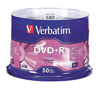 VERBATIM DVD+R Disc, 4.70 GB Capacity, 16x Speed - pkg. of 50
