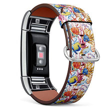 Load image into Gallery viewer, Replacement Leather Strap Printing Wristbands Compatible with Fitbit Charge 2 - Underwater Tropical Fishes Pattern
