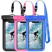MoKo Waterproof Phone Pouch Holder [2 Pack], Underwater Phone Case Dry Bag with Lanyard Compatible with iPhone 14131211ProMaxX/Xr/Xs Max/SE 3, Samsung S21/S10/S9/S8 Plus, Black+Pink+Blue