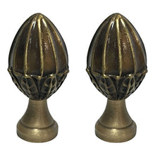 Load image into Gallery viewer, Royal Designs Fancy Egg Shape Design 2.25&quot; Lamp Finial for Lamp Shade, Antiqued Brass - Set of 2
