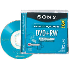 Load image into Gallery viewer, Sony 8cm DVD plus RW with Hangtab 3 Pack (Discontinued by Manufacturer)
