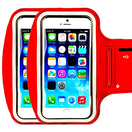 [2pack] Water Resistant Sports Armband,iEugen Universal up to 6.5 Inch for iPhone 11 PRO MAX X XRs XR X 8 7 Plus, 6s Plus, 6 Plus, Running Exercise Multifunction Phone Case for Android Phones -Red