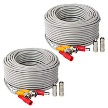 Load image into Gallery viewer, 2Pack 50Feet BNC Vedio Power Cable Pre-Made Al-in-One Camera Video BNC Cable Wire Cord Gray Color for Surveillance CCTV Security System with Connectors(BNC Female and BNC to RCA)
