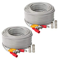 2Pack 50Feet BNC Vedio Power Cable Pre-Made Al-in-One Camera Video BNC Cable Wire Cord Gray Color for Surveillance CCTV Security System with Connectors(BNC Female and BNC to RCA)