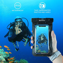 Load image into Gallery viewer, Waterproof Case,Kenny Universal IPX 8 Waterproof Phone Pouch, Cellphone Dry Bag with Neck Strap for Smartphones up to 6.0&quot;, NOT for Touch ID Fingerprint-2 Pack (Green and Black)
